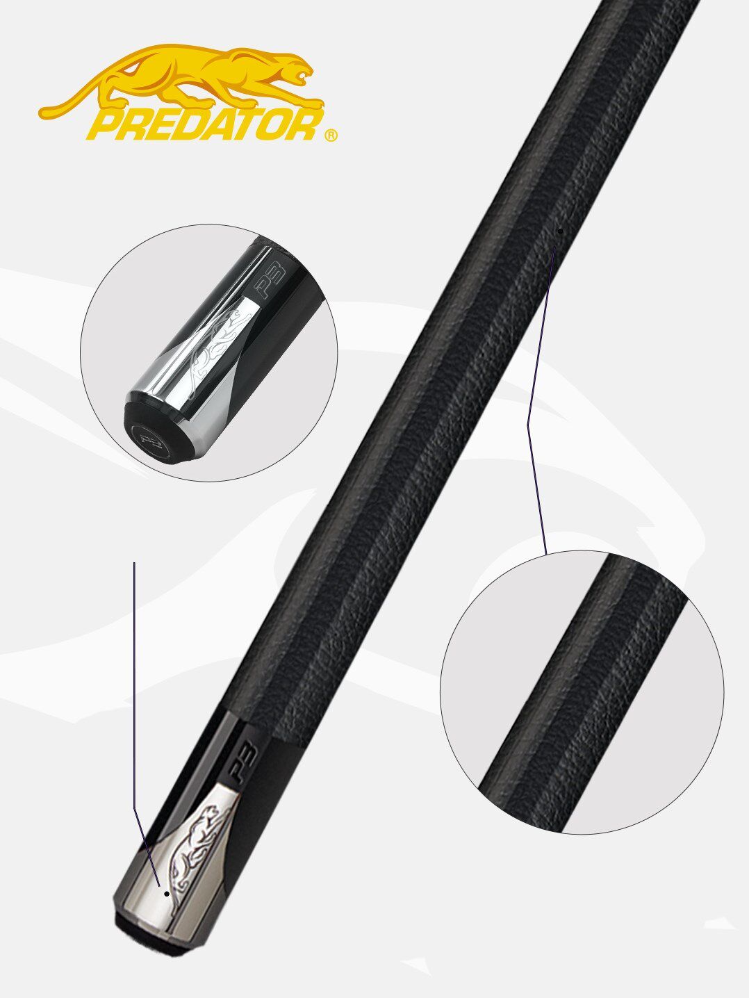 球杆predator美洲豹台球p3世界黑科技大头碳素纤维台球杆