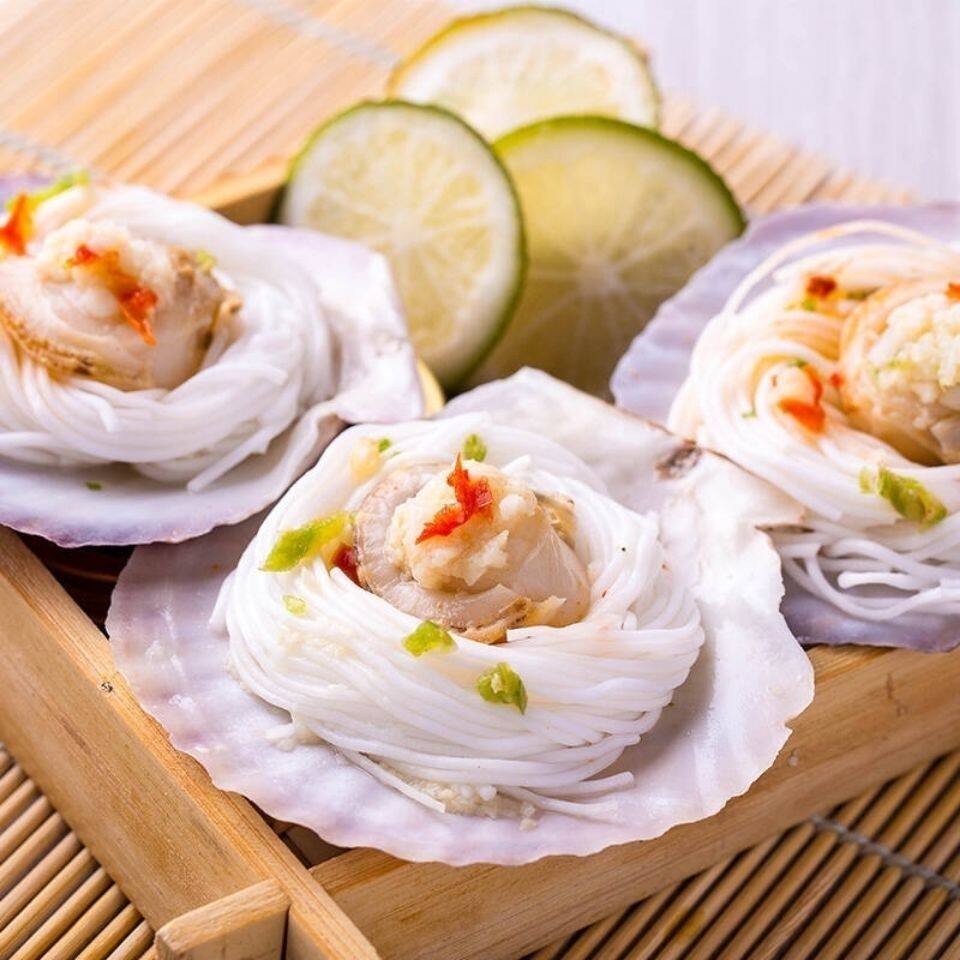 粉丝扇贝100只黄金贝蒜贝大散装海鲜零食烧烤扇贝