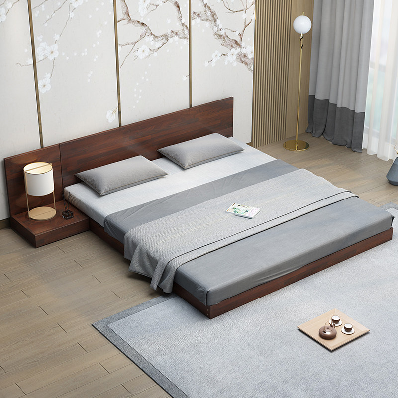 简约双人床出租床榻榻榻米日式组合落地式实木木床实木床