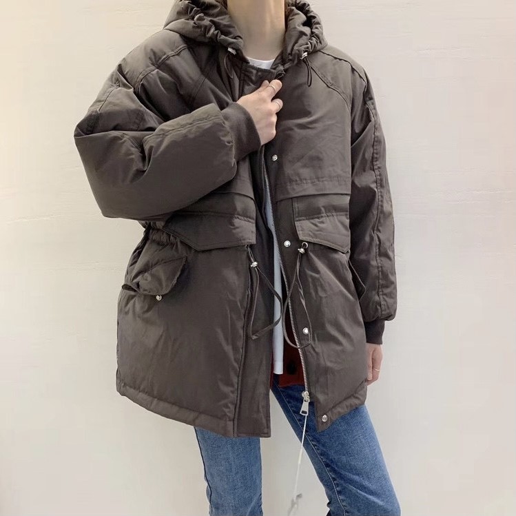 yuelan2863冬季连帽抽绳收腰羽绒服宽松显瘦cosplay女装