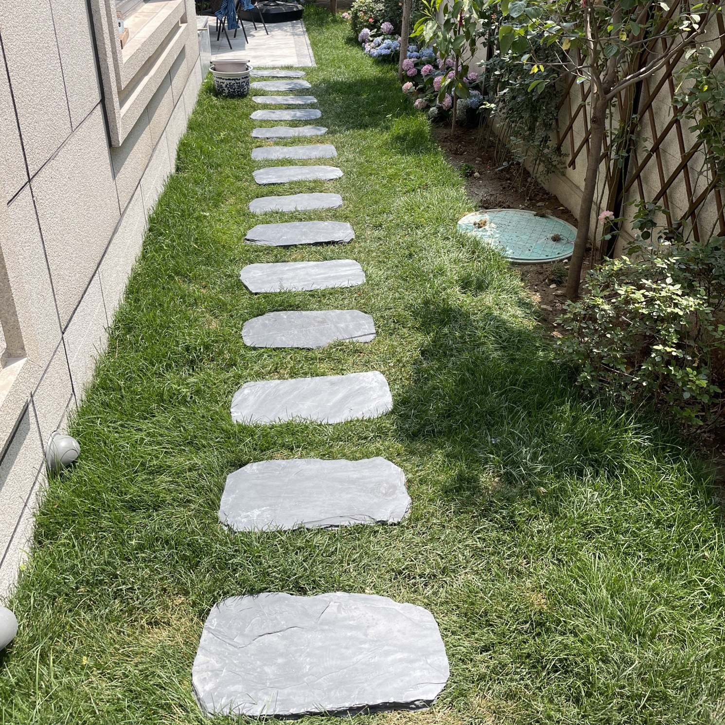 庭院青石板汀步石花园草坪垫脚踏步石天然天然原石仿古砖(包括文化石)