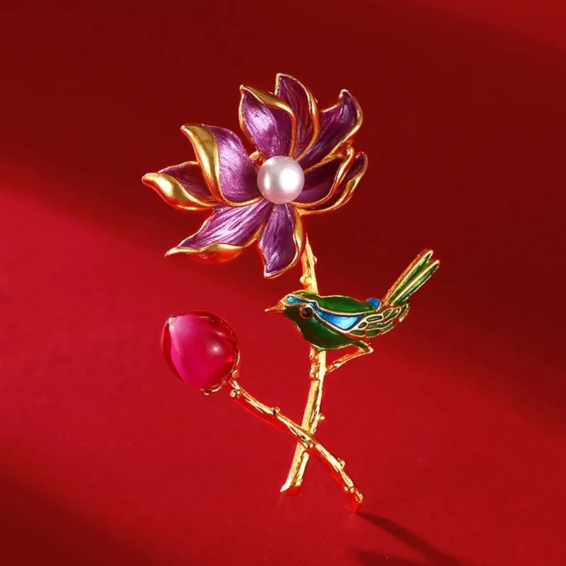 鹊登连复古胸花饰品配饰旗袍国风中国胸针莲花胸针