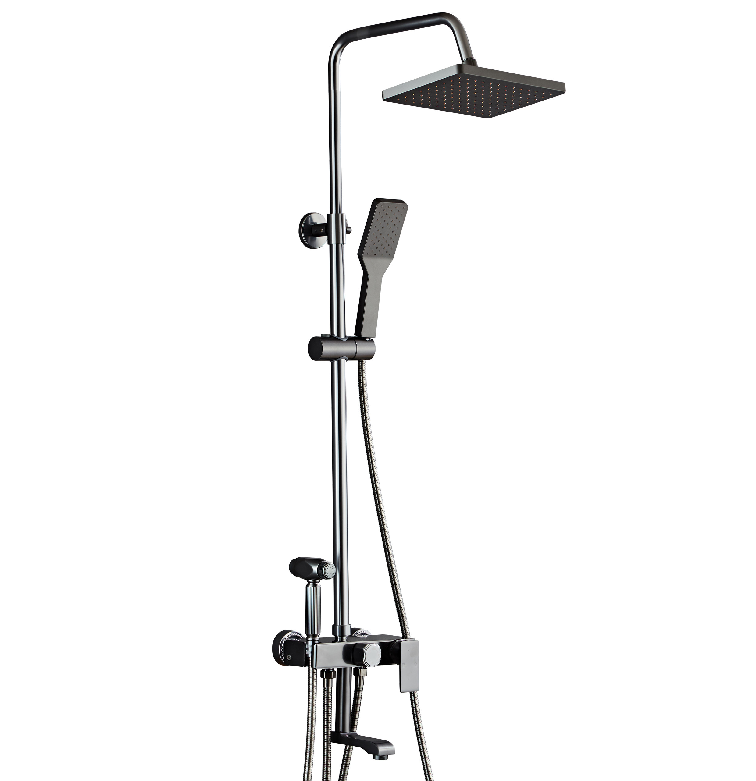 卫浴黑灰淋浴花洒套装全铜恒温家用浴室挂墙淋浴花洒龙头(套装)