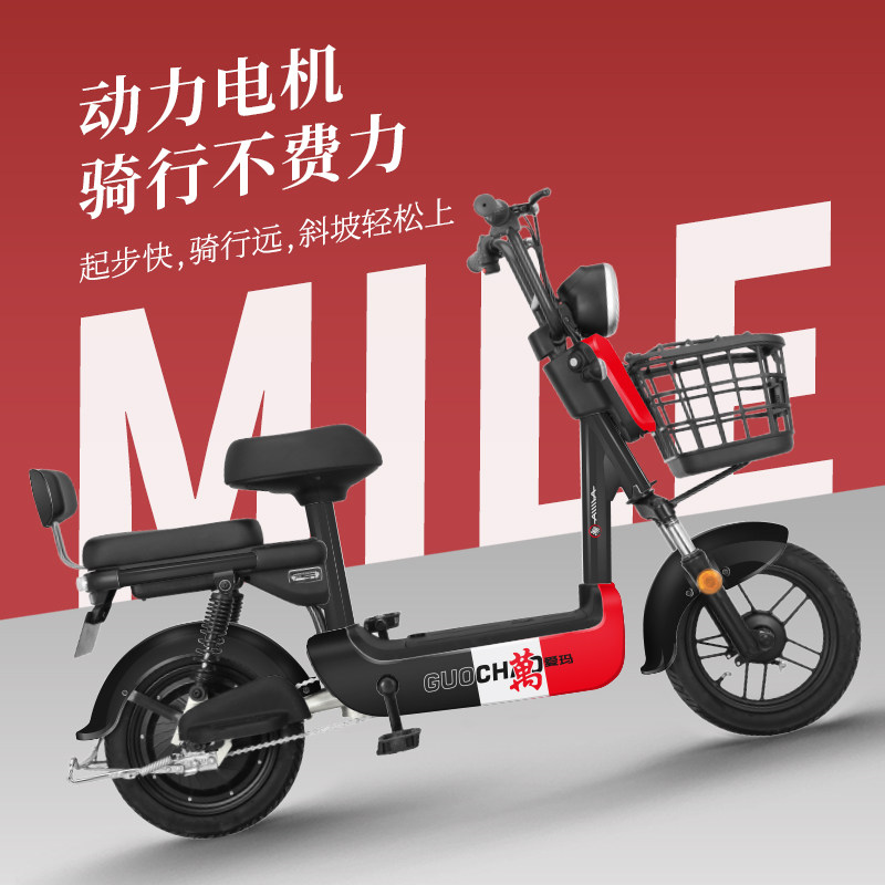 爱玛锂电池新品电瓶车成人48v提取自行车电动车国标电动自行车