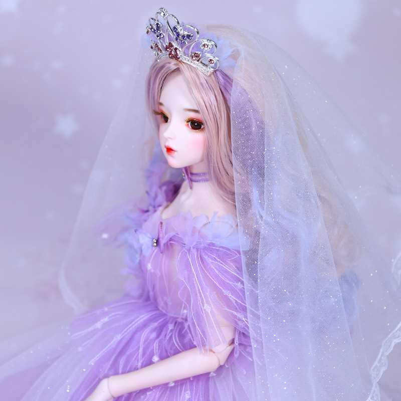 娃娃梦幻系列开脑手绘紫罗bjd60cm婚纱公主娃娃