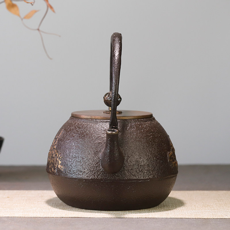荒井工房日本铁壶原装进口煮茶烧水式山水地生铁茶壶