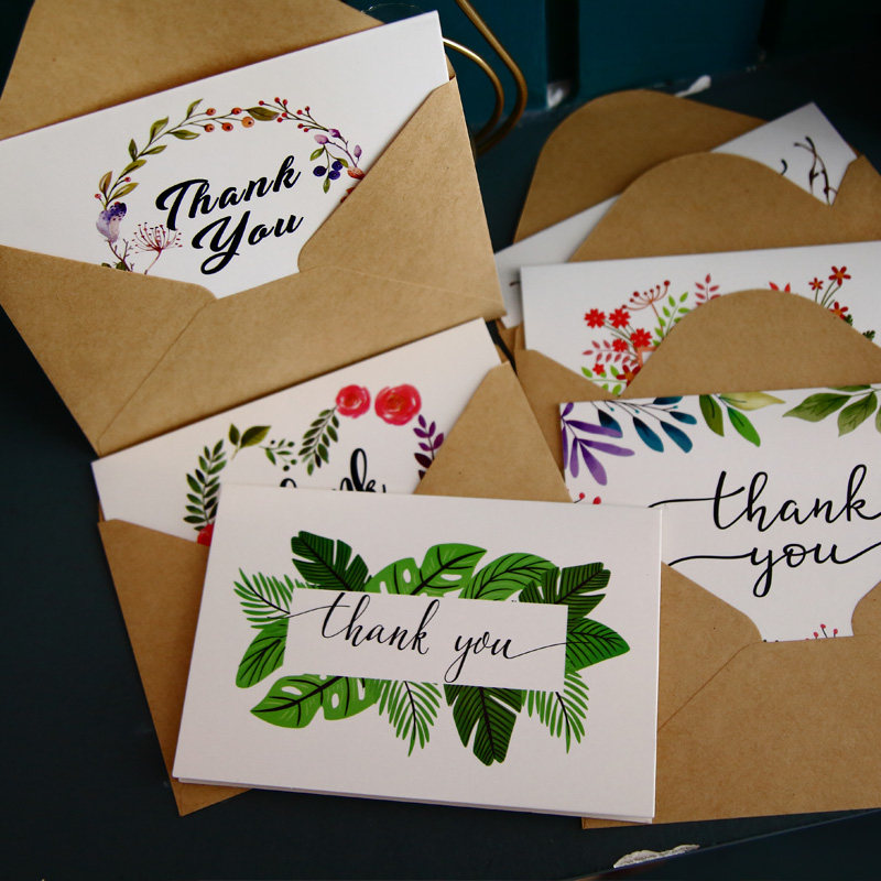 感恩花束贺卡硬纸信封带信高档折叠手写感恩节贺卡