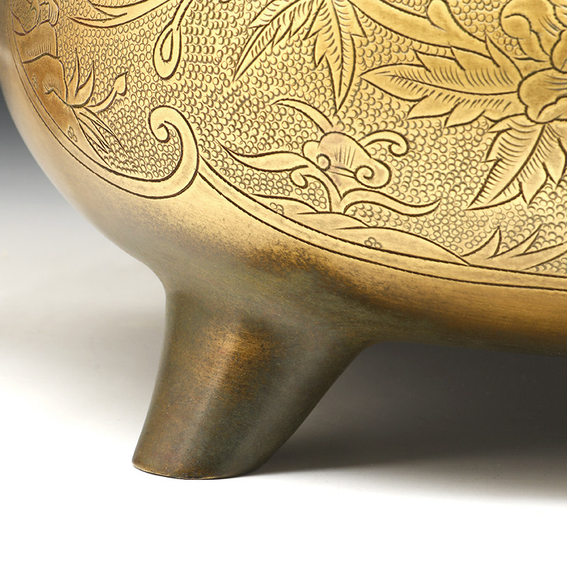 东方香天下金全福錾刻元宝纯铜香炉大号室内礼佛香薰炉