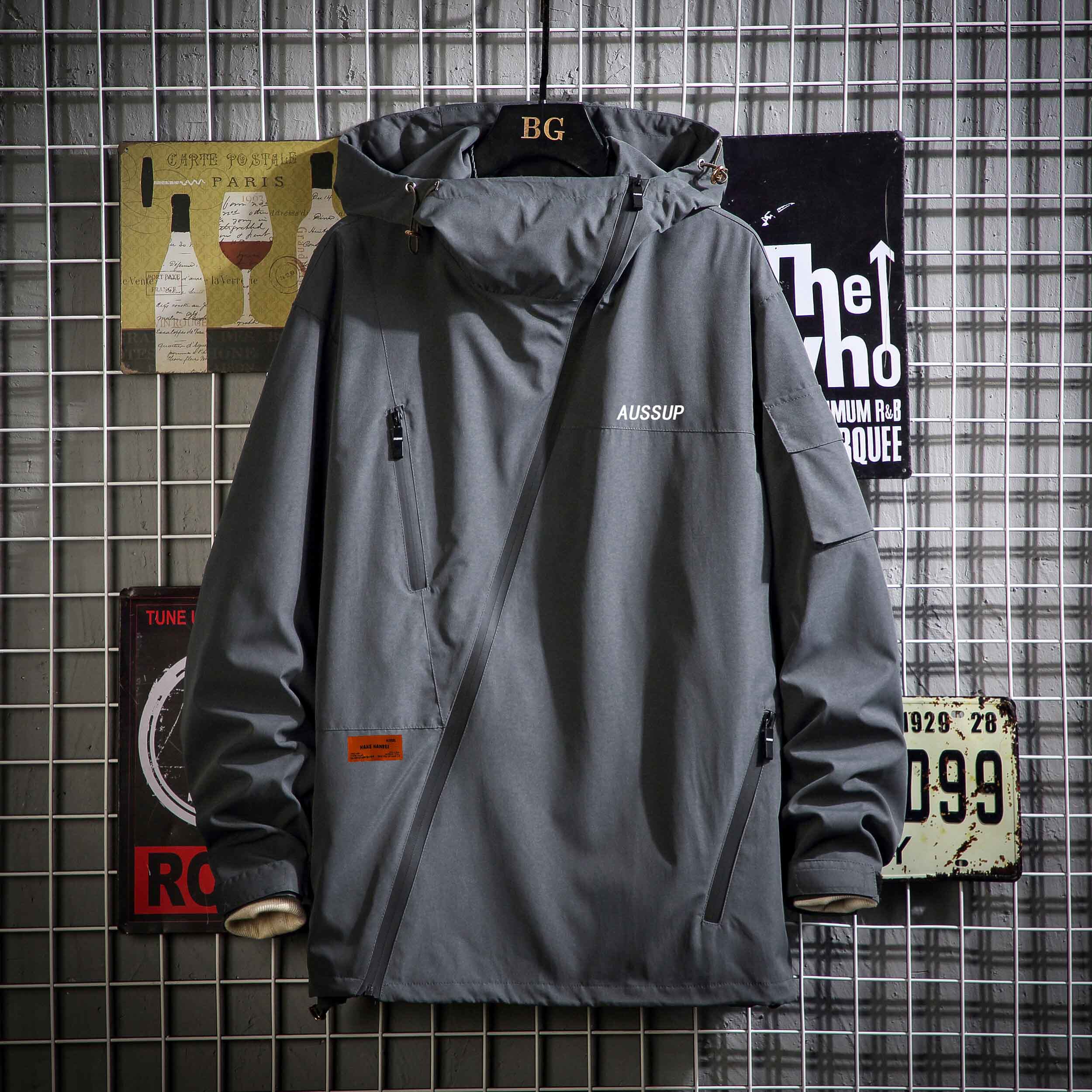 黑色炸街外套春秋冬装上衣痞帅机能工作服定制