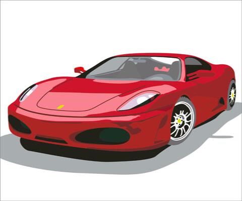 diy数字油画填色正方型汽车红色小车法拉利60cmdiy