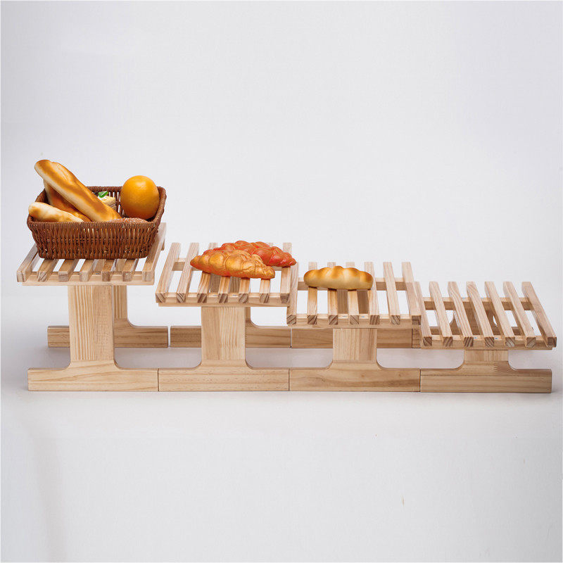 阶梯式面包造型储物木制中号台阶式楼梯式展架面包架