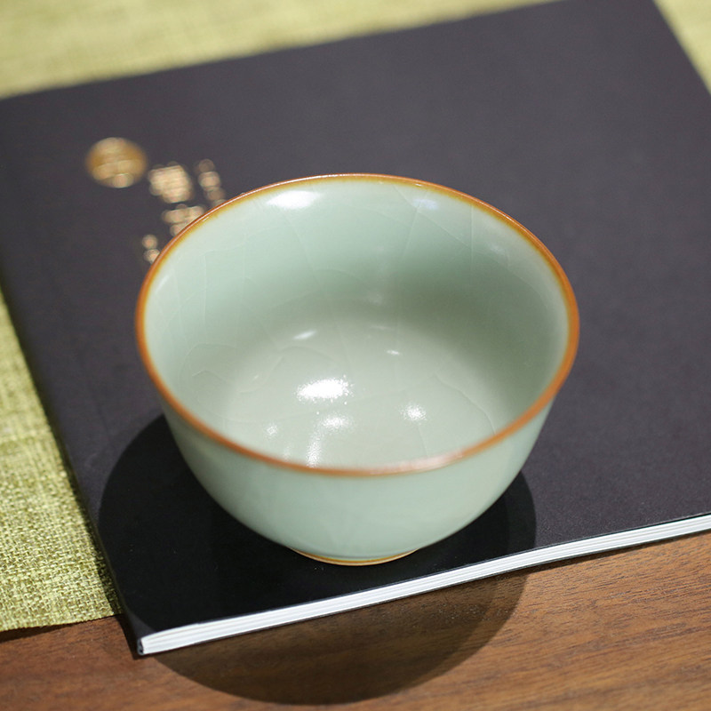 善窑厂善明款粉青釉高温汝瓷开片可养玉茗杯茶杯主人杯