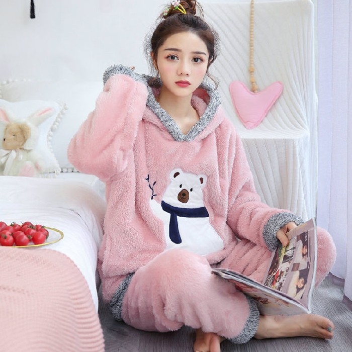 连体睡衣女冬季萌萌可爱冬天冬成人动物卡通加厚加绒珊瑚绒甜美