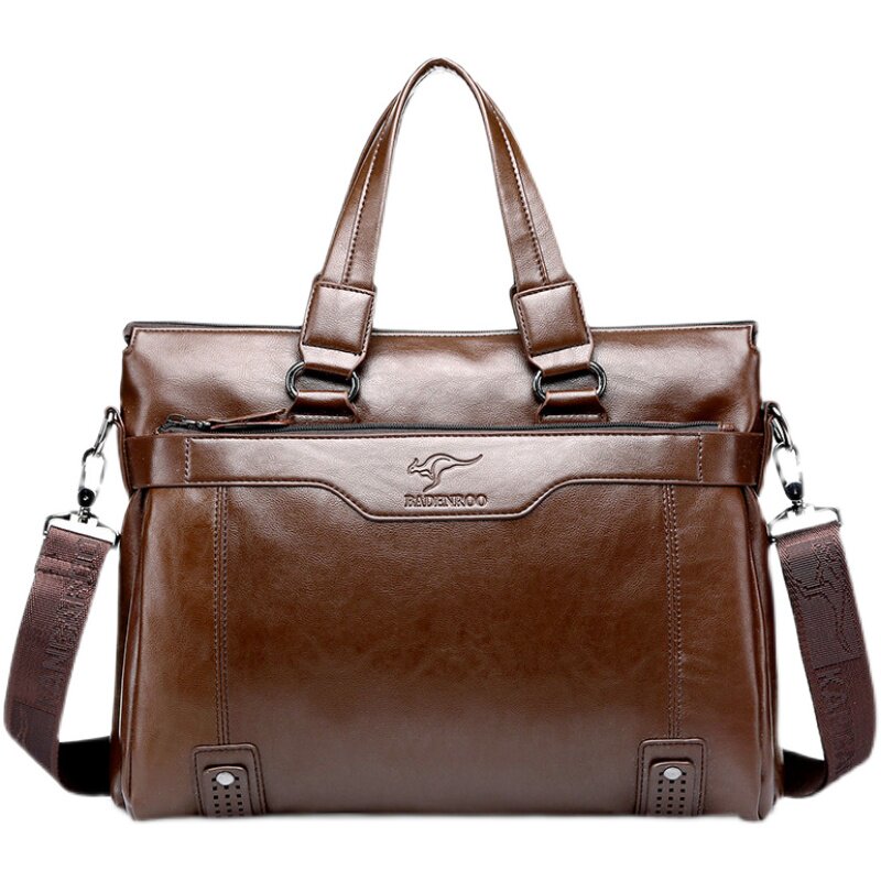 袋鼠男包真皮手提包商务文件包大容量电脑包