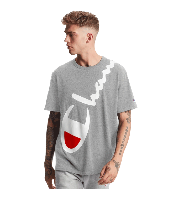 champion美版冠军logo圆领印花男女情侣款短袖t恤纯棉宽松t恤潮牌