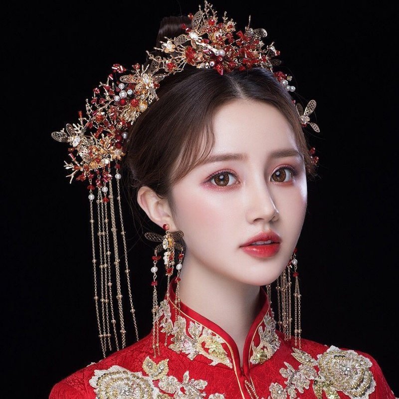 2020新款秀禾头饰红色新娘结婚中式步摇古装新娘头饰