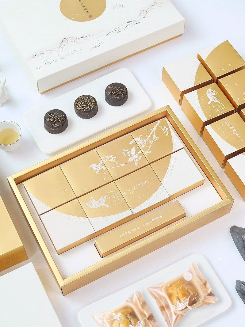 月饼包装盒八粒空盒精致盒子送礼中秋秋月手提袋点心包装盒