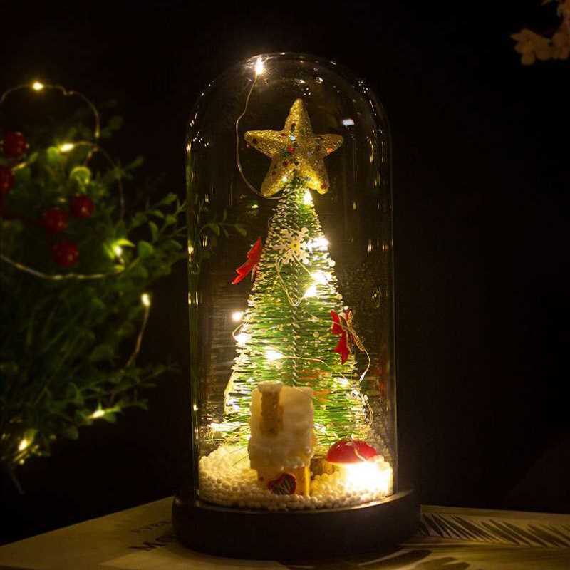 圣诞兜市精选许愿瓶男女闺蜜圣诞节礼物玻璃罩迷你节日装扮用品