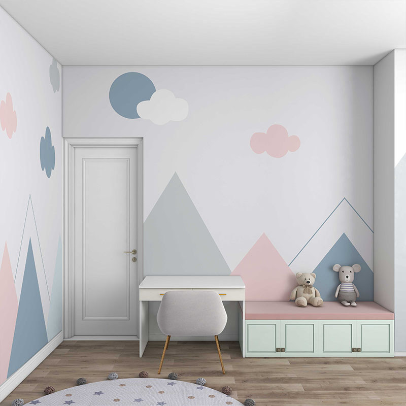 儿童墙布壁纸女孩卡通墙纸男孩卧室房间背景墙定制壁画