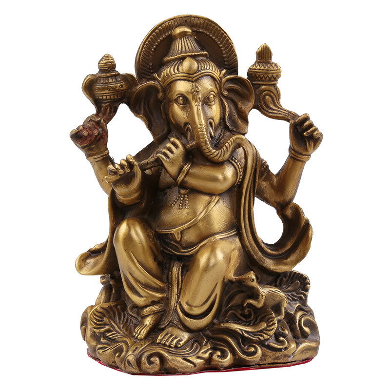 象鼻财神皇轩纯铜泰国象神摆件印度护法神像摆件