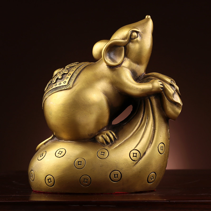 皇轩老鼠摆件招财十二生肖可爱布袋鼠客厅书房车载摆件