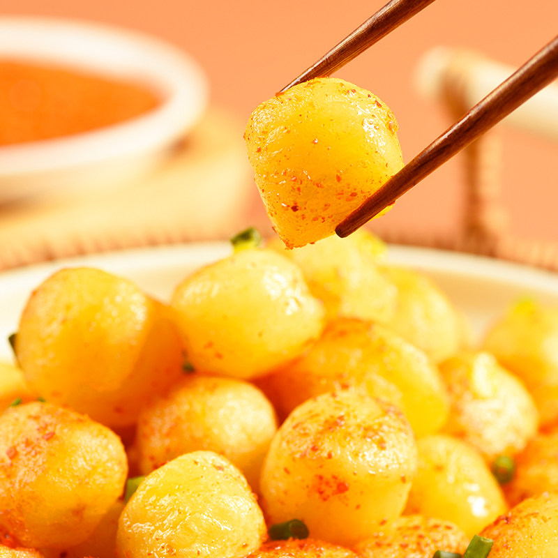 石磨小镇香辣黄金烤小土豆网红小吃解馋零食