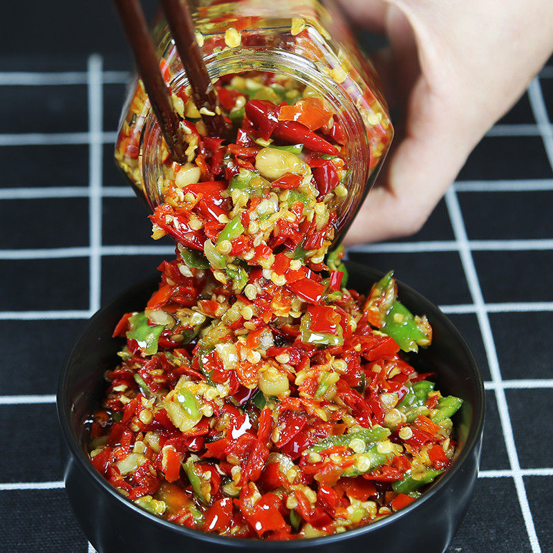 江西辣椒酱农家自制蒜蓉香辣剁椒彩椒辣酱下饭菜拌面酱拌饭酱瓶装