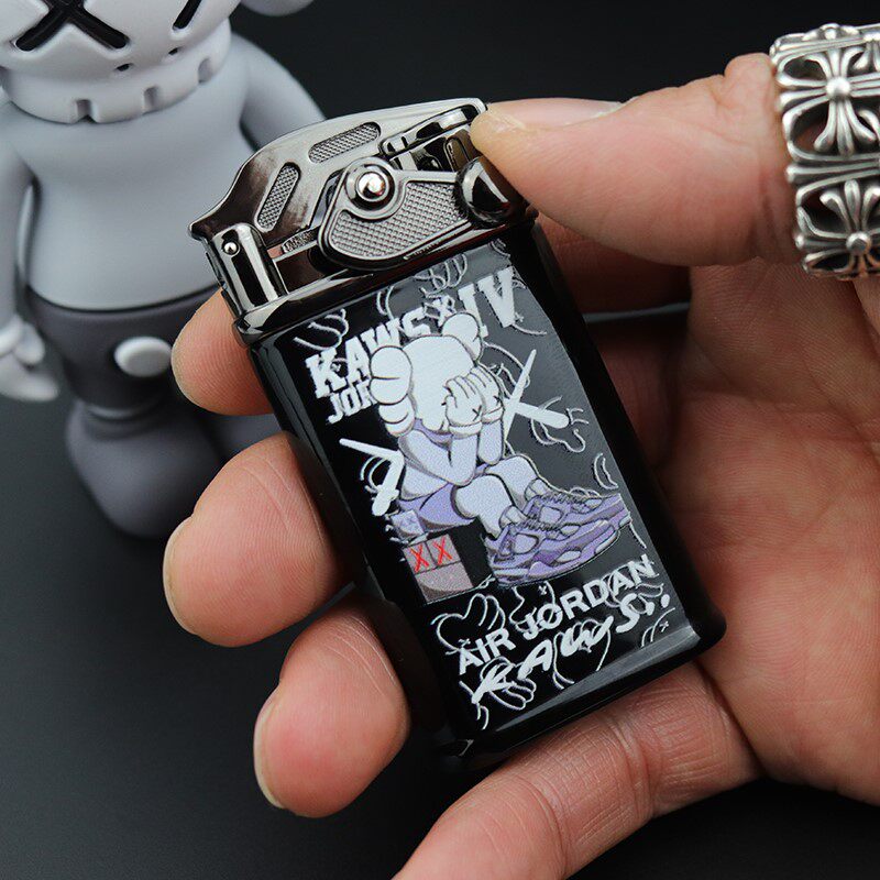 潮牌直冲金属男士个性芝麻街supreme单直冲防风打火机充气打火机