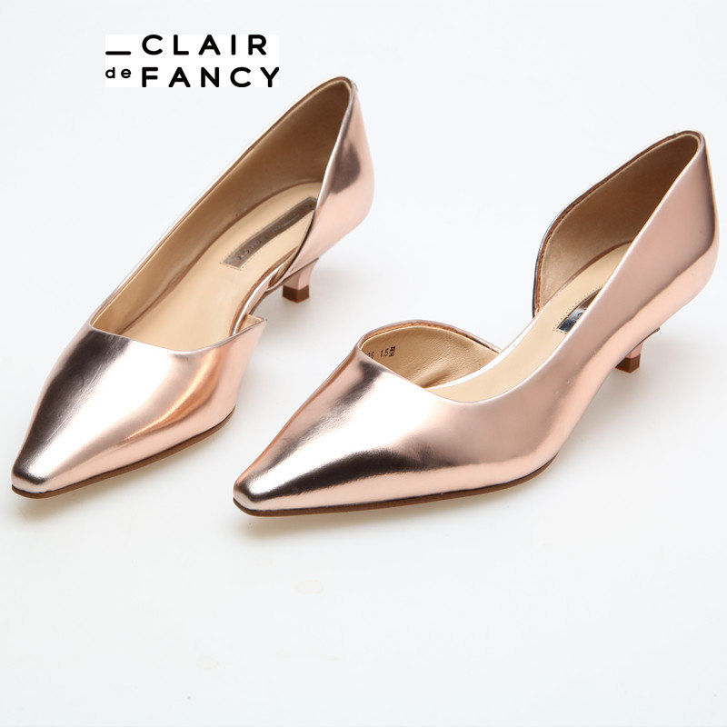 clairdefancy时尚正品细跟女单尖头百搭口中单鞋