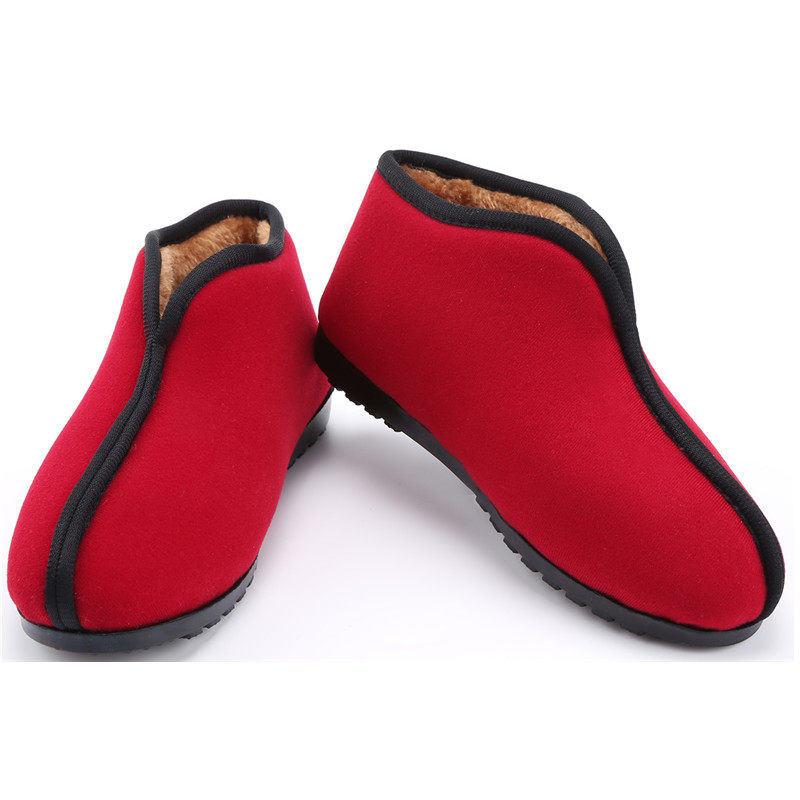 外穿农村布暖鞋老北京绒面两片老式蚌壳居家女冬布鞋