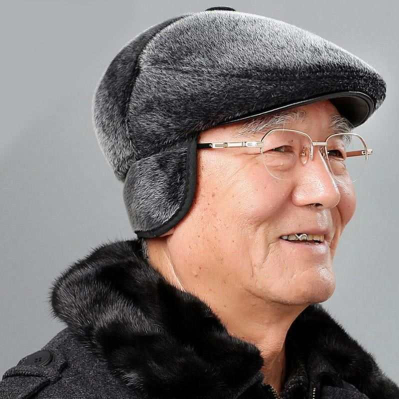 帽子爸爸秋冬季骑车男士中年高档中老年60周岁以上帽子
