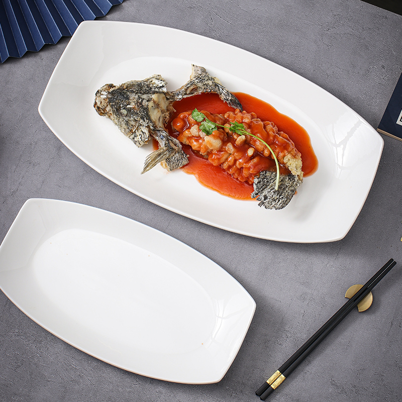 长型鱼盘大号超大蒸鱼盘子酒店餐厅意境创意盘