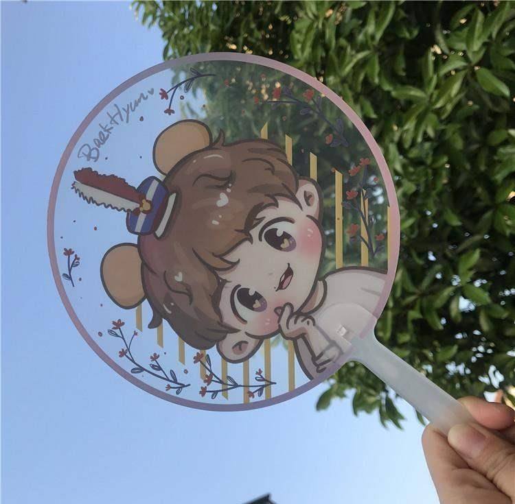 exo周边吴世勋伯贤朴灿烈张艺兴同款卡通版透扇扇子