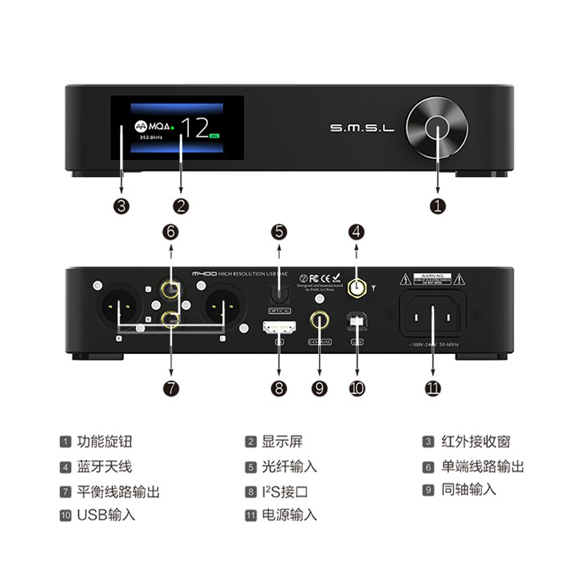 smsl双木三林m400无损蓝牙mqa音频dsd解码器解码器