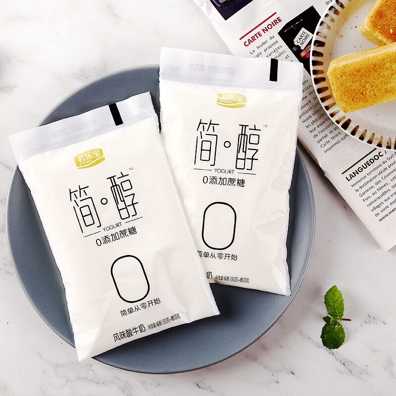 君乐宝简醇蔗糖酸奶袋装风味发酵低温慢醇炭烧酸奶