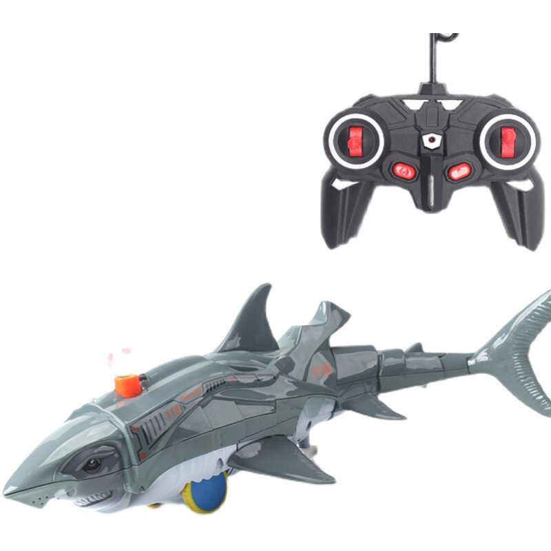 遥控鲨鱼电动玩具男孩动物地上陆地上泡泡吹泡电动