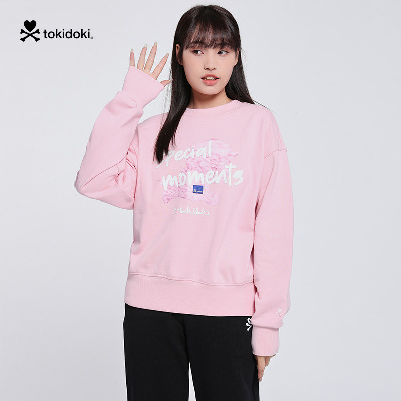tokidoki官方22年春季新款慵懒粉色卫衣女ins套头卫衣