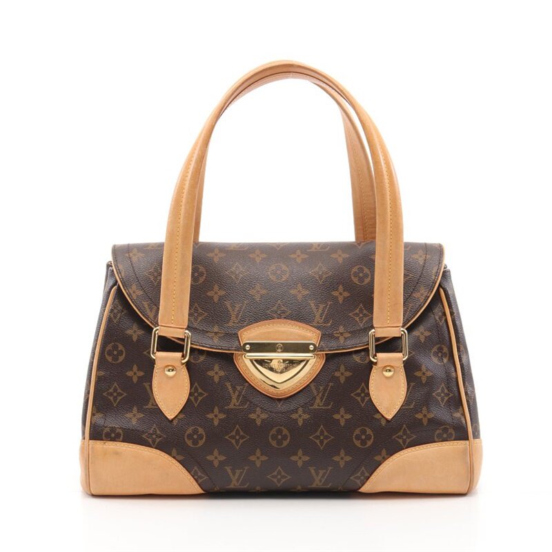 中古lv路易威登beverlygm大号老花肩包pvc663148女士包袋