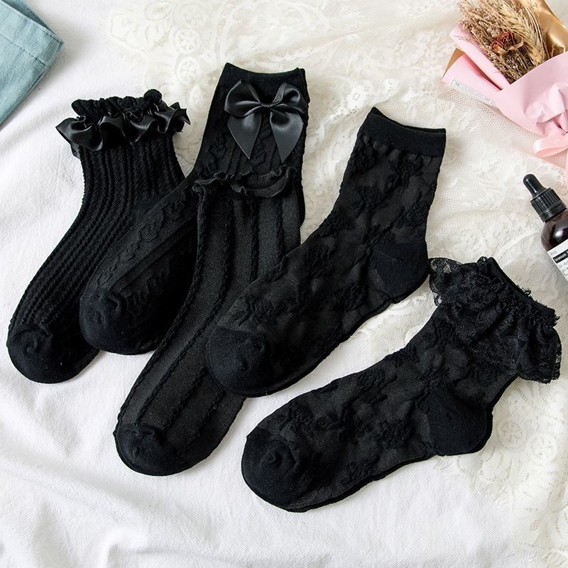 jk袜子女可爱日系夏季薄款蕾丝蕾丝花花边学生中筒袜