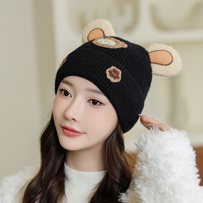 女款秋冬针织可爱护耳保暖毛线潮牌卡通网红帽子