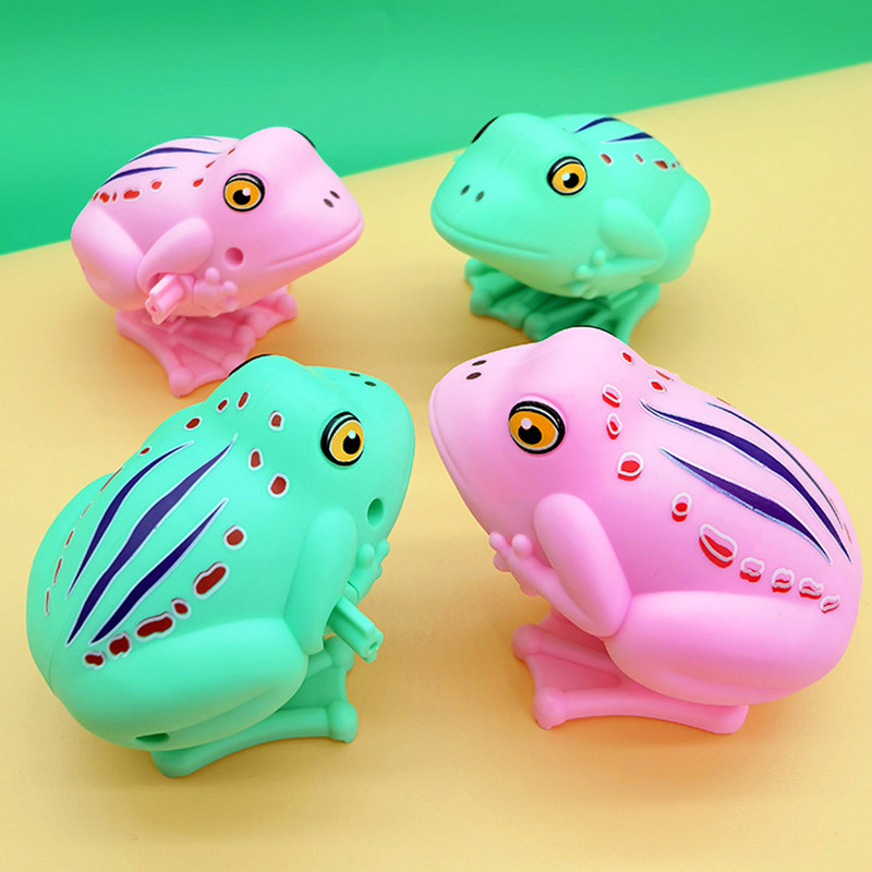 网红上弦发条玩具蹦跳大青青蛙仿真动物宝宝发条玩具