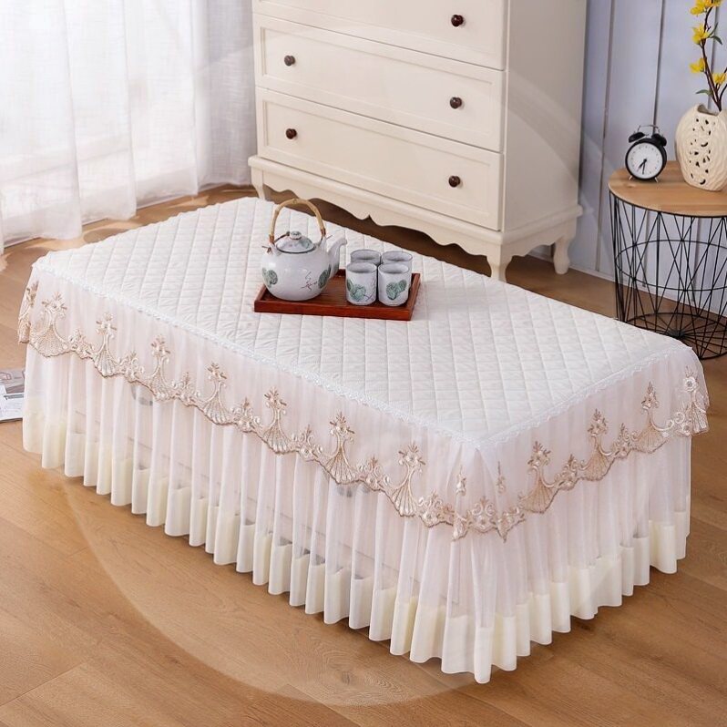 茶几桌布套罩防水长方形防滑防烫油客厅全包高档次电视柜蕾丝布艺