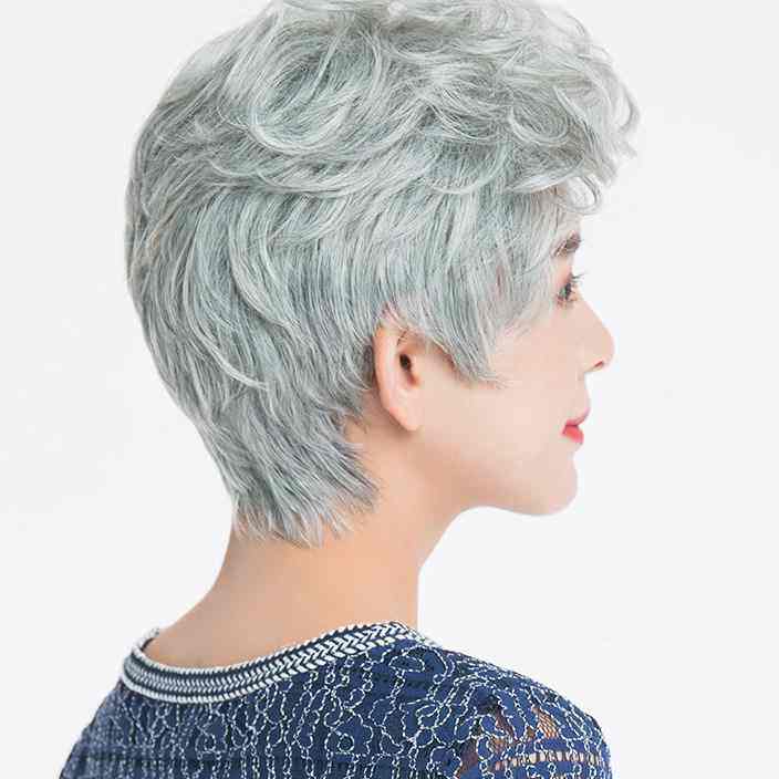 假发短发奶奶灰白白发短卷发中老年人表演道具老太太日常整顶假发