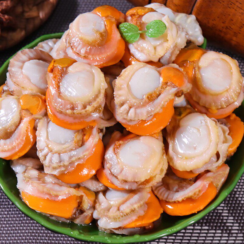 扇贝2斤新鲜特大青岛海鲜水产冷冻大号带黄扇贝