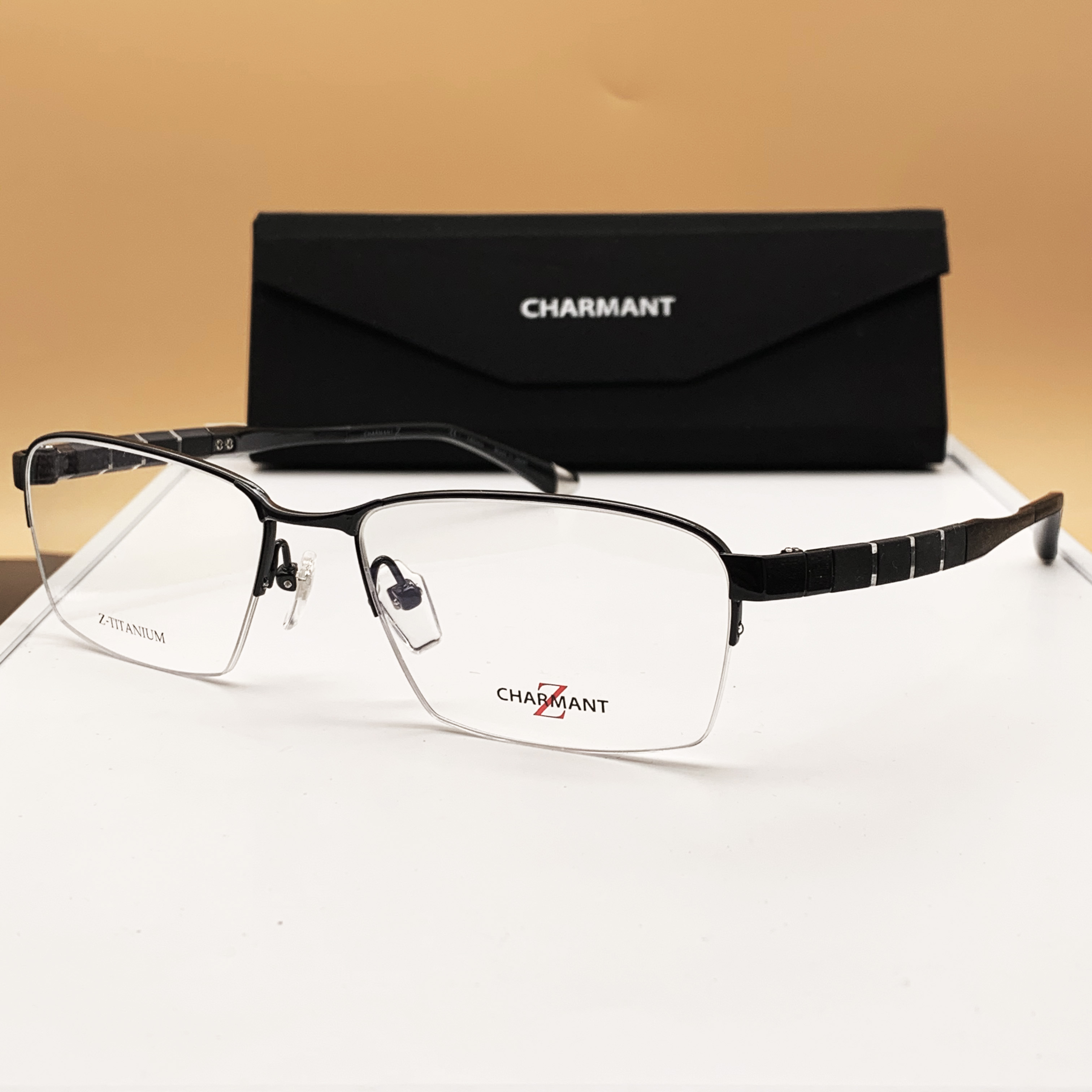 夏蒙charmantzt19851半框日本专业纯钛全框商务镜框眼镜架