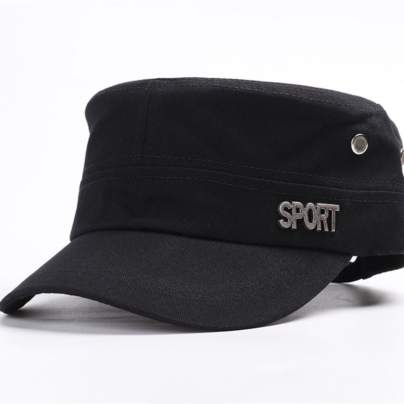 纯黑野外圆简身大码健约圆顶檐年帽青平底帽子帽子