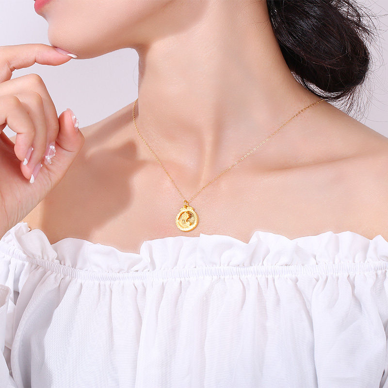 黄金全球行平安转运观音吊坠9995g工艺锁骨挂坠颈饰