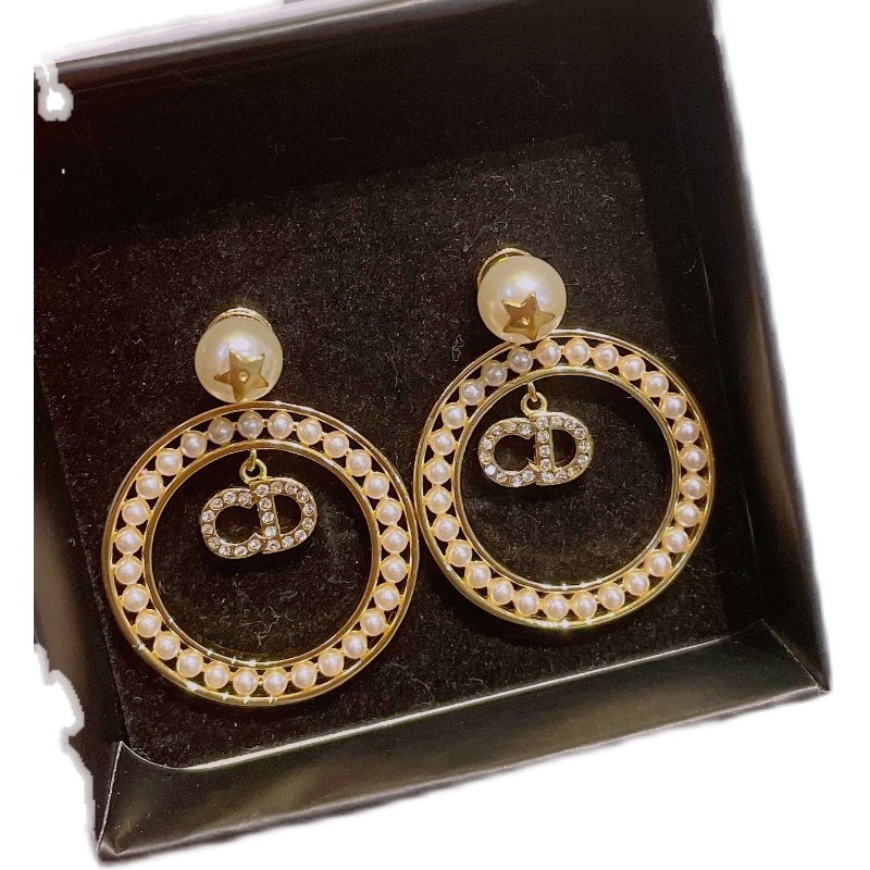 珍珠五角星大圆圆圈夸张吊坠耳环银针防敏cd耳环