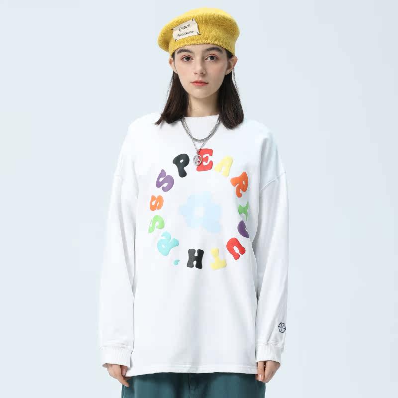 spearyouth原创潮牌发泡字母小花卫衣宽松男女卫衣