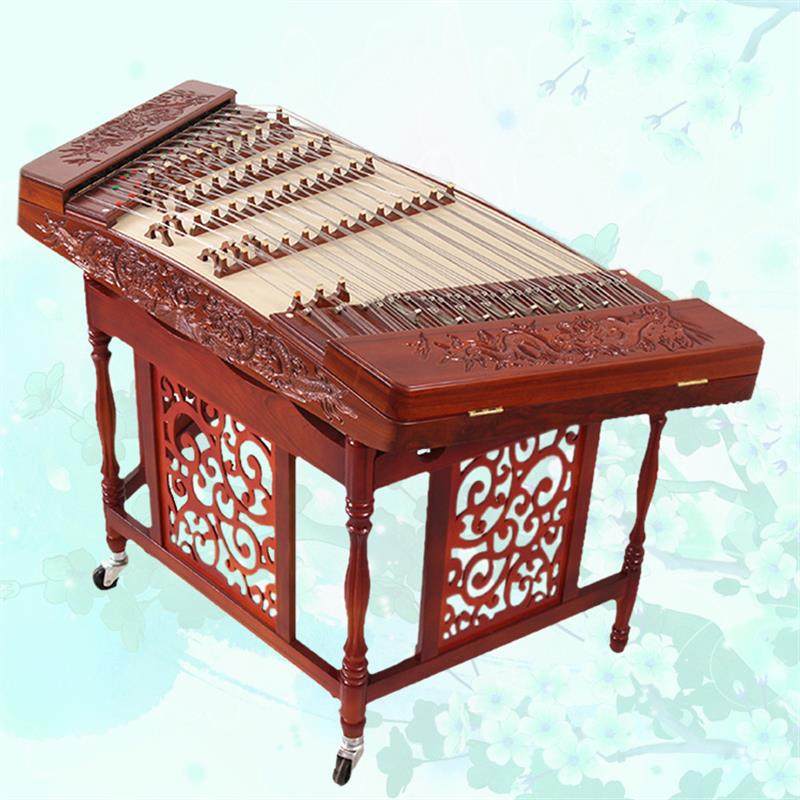 扬琴乐器销售红花花梨木雕雕龙杨琴双龙戏珠古筝